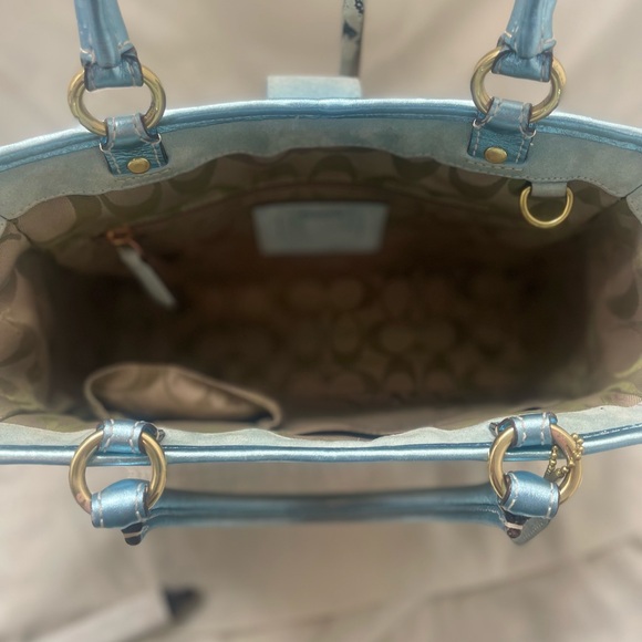 Coach Vintage Lt. Ed. Sea Foam Woven Boxy Tote Bag EUC - Picture 9 of 16